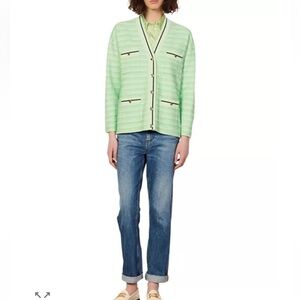 Sandro Paris - Aymar Stripe Green Cardigan